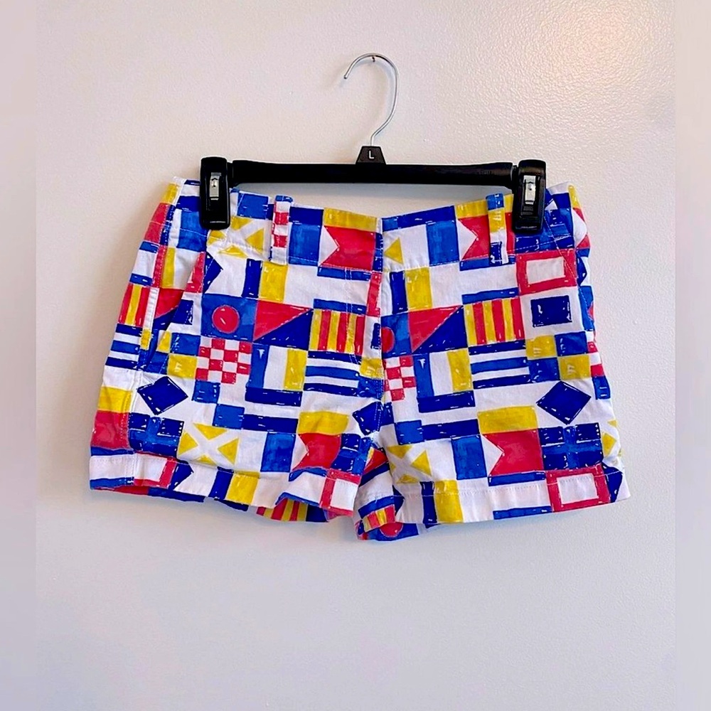 NWT Vineyard Vines Womens 3.5” Nautical Flag Bold Print Summer Chino Shorts SZ-0